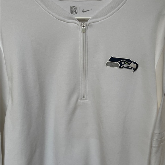 Nike White Long Sleeve Seahawk Quarter-Zip Top - Picture 5 of 10